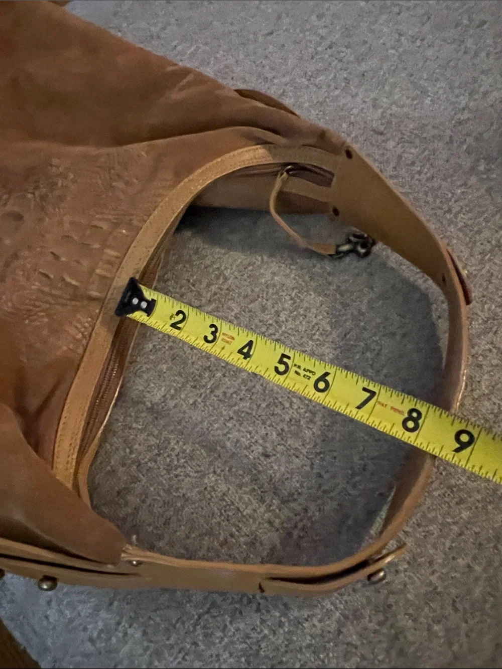 Donald J. Pliner Suede Croc-Embossed Hobo Bag in Brown EUC